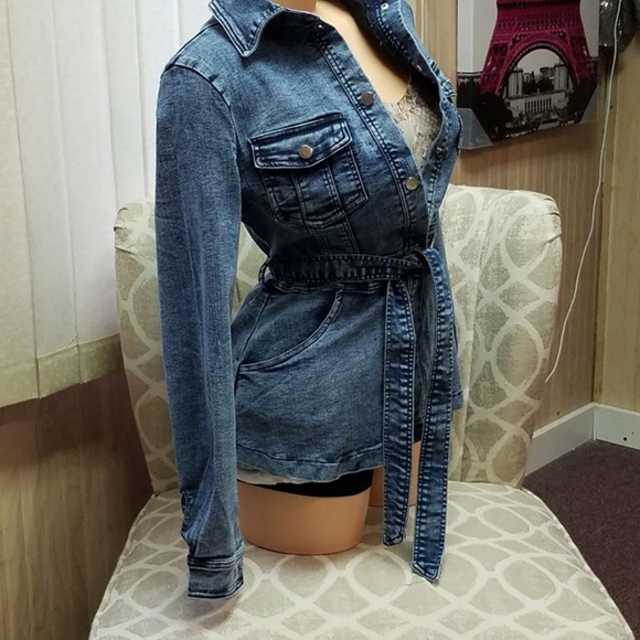Stretch Denim Belted Jacket Sexy! BACK IN STOCK - Picture 5 of 8